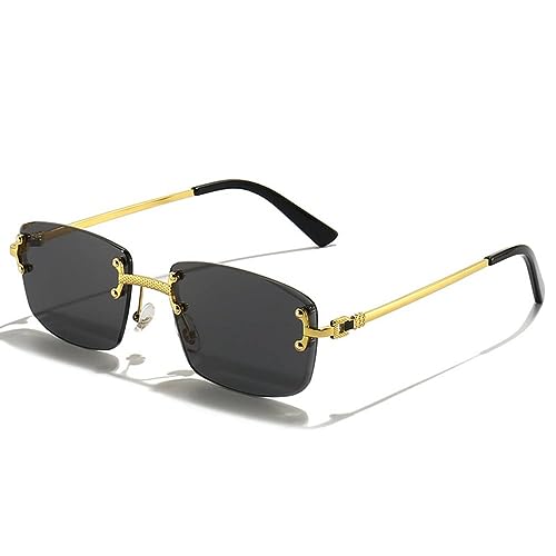 SPOAVGYZ Gradient Lens Sunglasses Metal Rimless Square Purple Sunglasses for Women Rectangle Frameless Glasses for Men SPOAVGYZ Gradient Lens Sunglasses Metal Rimless Square Purple Sunglasses for Women Rectangle Frameless Glasses for Men von SPOAVGYZ
