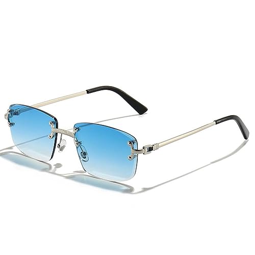 SPOAVGYZ Gradient Lens Sunglasses Metal Rimless Square Purple Sunglasses for Women Rectangle Frameless Glasses for Men SPOAVGYZ Gradient Lens Sunglasses Metal Rimless Square Purple Sunglasses for Women Rectangle Frameless Glasses for Men von SPOAVGYZ