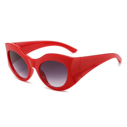 SPOAVGYZ Gradient Oval Sunglasses for Women UV400 Protection for Men,Rot-grau-farbverlauf von SPOAVGYZ