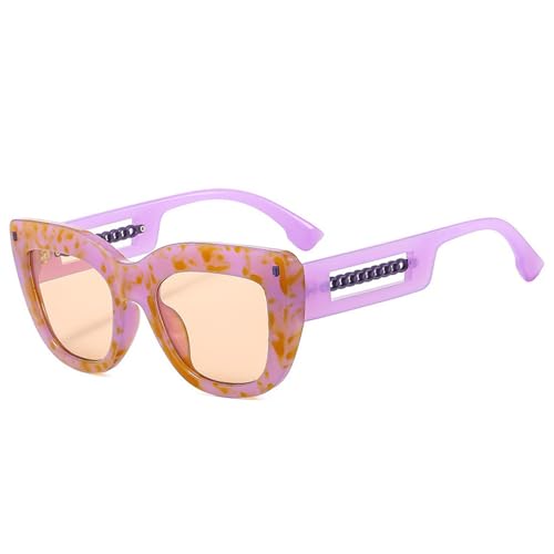SPOAVGYZ Ladies Retro Style Metal Chain Studded Sunglasses UV400 Protection Gradient,Lila Champagner von SPOAVGYZ