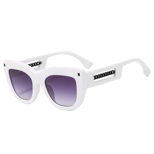SPOAVGYZ Ladies Retro Style Metal Chain Studded Sunglasses UV400 Protection Gradient,Weiß-grau-farbverlauf SPOAVGYZ Ladies Retro Style Metal Chain Studded Sunglasses UV400 Protection Gradient,Weiß-grau-farbverlauf von SPOAVGYZ
