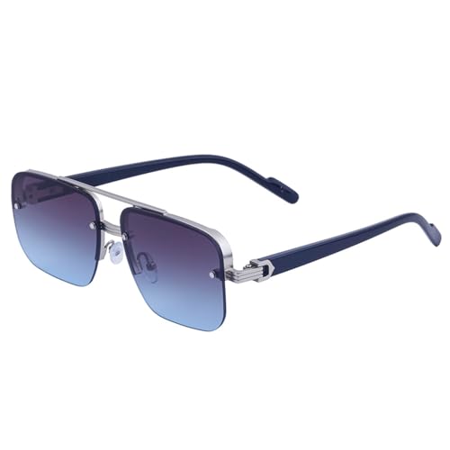 SPOAVGYZ Mens Oversized Square Rimless Sunglasses Large Frame Vintage Frameless Eyewear UV400,C8 Grau Blau SPOAVGYZ Mens Oversized Square Rimless Sunglasses Large Frame Vintage Frameless Eyewear UV400,C8 Grau Blau von SPOAVGYZ