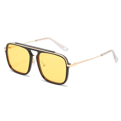 SPOAVGYZ Mens Vintage Retro Driving Square Sunglasses UV400,C5 Gelb SPOAVGYZ Mens Vintage Retro Driving Square Sunglasses UV400,C5 Gelb von SPOAVGYZ