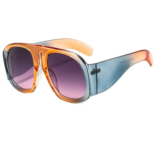 SPOAVGYZ Oversized Sunglasses with Round Frame and Gradient UV400,Orange Blau Grau SPOAVGYZ Oversized Sunglasses with Round Frame and Gradient UV400,Orange Blau Grau von SPOAVGYZ