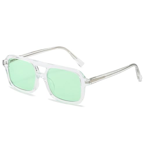 SPOAVGYZ Retro Double Bridge Women's Luxury Sunglasses Fashion Clear Candy Colours UV400 Men Trend Sunglasses,Transparentes Grün SPOAVGYZ Retro Double Bridge Women's Luxury Sunglasses Fashion Clear Candy Colours UV400 Men Trend Sunglasses,Transparentes Grün von SPOAVGYZ
