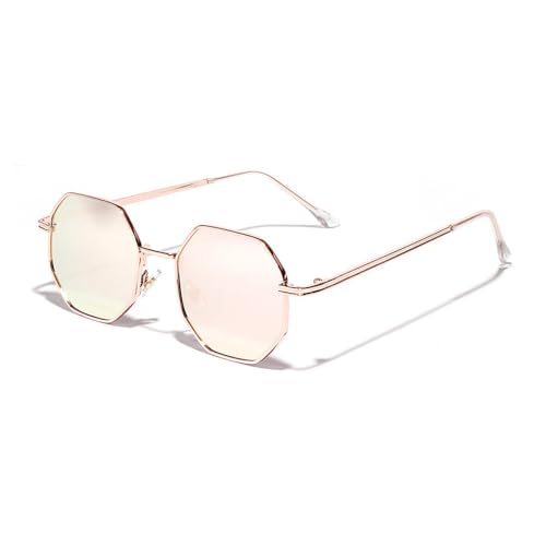 SPOAVGYZ Retro Metal Frame Hexagonal Sunglasses Fashion Rose Gold Mirror UV400 SPOAVGYZ Retro Metal Frame Hexagonal Sunglasses Fashion Rose Gold Mirror UV400 von SPOAVGYZ