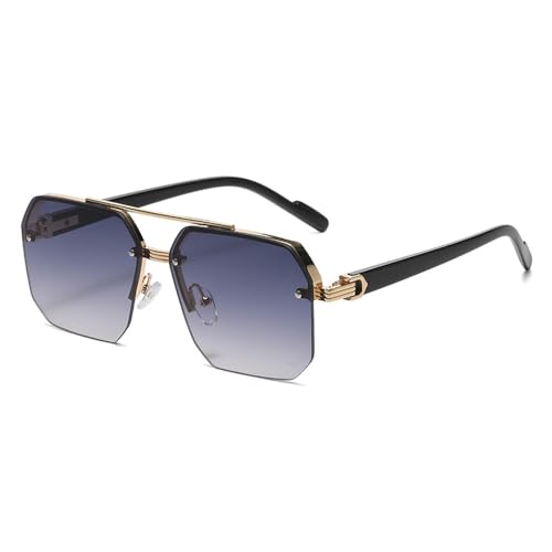 SPOAVGYZ Retro Oversized Double Bar Sunglasses with Polygon Metal Frame for Men Fashion Gradient Lenses UV400 Protection Trendy Sunglasses for Women von SPOAVGYZ
