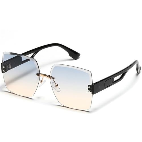 SPOAVGYZ Retro Square Large Frame Men Glasses Women Rimless Sunglasses Shades,Blau Gelb SPOAVGYZ Retro Square Large Frame Men Glasses Women Rimless Sunglasses Shades,Blau Gelb von SPOAVGYZ