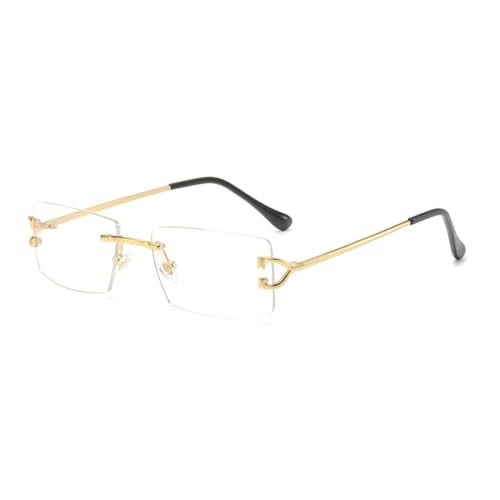 SPOAVGYZ Rimless Metal Sunglasses for Men UV400 Square Sunglasses for Women Male Without Frame,Gold mit Klarem SPOAVGYZ Rimless Metal Sunglasses for Men UV400 Square Sunglasses for Women Male Without Frame,Gold mit Klarem von SPOAVGYZ