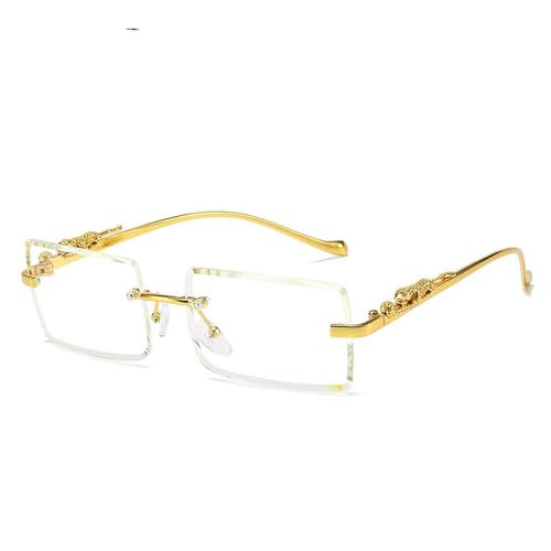 SPOAVGYZ Rimless Rectangle Sunglasses for Women Men Fashion Frameless Leopard Print UV400,Gold White SPOAVGYZ Rimless Rectangle Sunglasses for Women Men Fashion Frameless Leopard Print UV400,Gold White von SPOAVGYZ