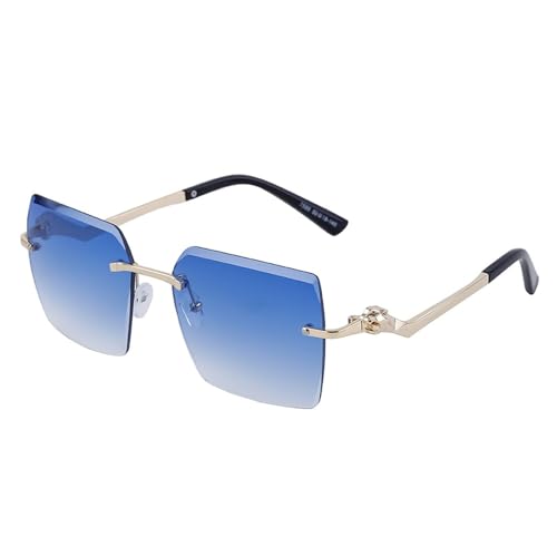 SPOAVGYZ Rimless Square Sunglasses for Men Oversized Frameless Sunglasses for Women Vintage Glasses with Large Frame,C5 Gold Blau SPOAVGYZ Rimless Square Sunglasses for Men Oversized Frameless Sunglasses for Women Vintage Glasses with Large Frame,C5 Gold Blau von SPOAVGYZ