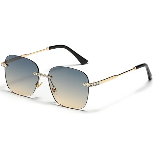 SPOAVGYZ Rimless Square Sunglasses for Men Women Metal Large Frame Male Eyewear UV400,Grün Gelb SPOAVGYZ Rimless Square Sunglasses for Men Women Metal Large Frame Male Eyewear UV400,Grün Gelb von SPOAVGYZ