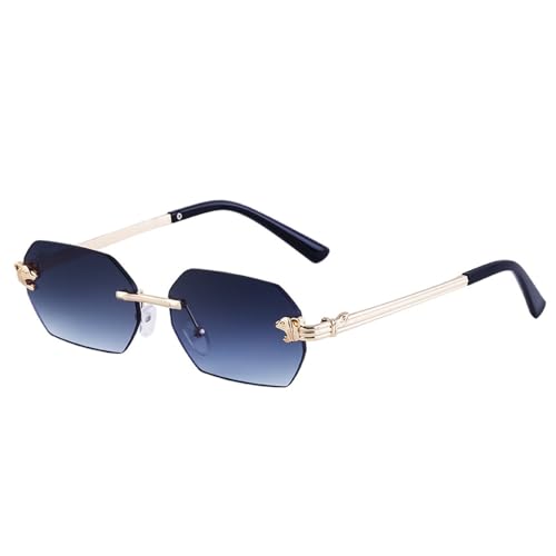 SPOAVGYZ Small Rectangle Rimless Sunglasses for Men Women Leopard Sunglasses for Men Vintage Frameless Glasses UV400,C2 Gold Doppelgrau SPOAVGYZ Small Rectangle Rimless Sunglasses for Men Women Leopard Sunglasses for Men Vintage Frameless Glasses UV400,C2 Gold Doppelgrau von SPOAVGYZ