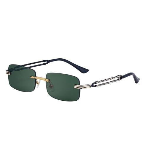 SPOAVGYZ Small Rectangle Sunglasses for Men Frameless Vintage Punk Style Luxury Sunglasses for Men Frameless Glasses UV400 Protection,C3 Gold Green SPOAVGYZ Small Rectangle Sunglasses for Men Frameless Vintage Punk Style Luxury Sunglasses for Men Frameless Glasses UV400 Protection,C3 Gold Green von SPOAVGYZ