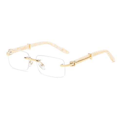 SPOAVGYZ Small Square Rimless Sunglasses Men Retro Rectangle Frameless Sunglasses for Men UV400,C07 Gold Clear SPOAVGYZ Small Square Rimless Sunglasses Men Retro Rectangle Frameless Sunglasses for Men UV400,C07 Gold Clear von SPOAVGYZ