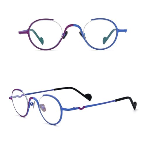 SPOAVGYZ Ultralight Titanium Round Frame Sunglasses Retro Style for Men and Women,Blue/Red Matt von SPOAVGYZ