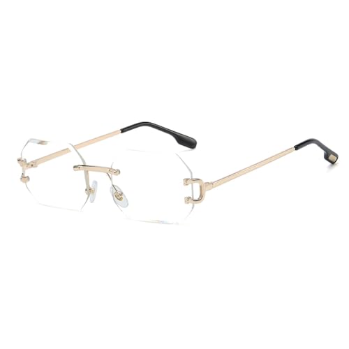 SPOAVGYZ Women's Sunglasses Rimless Octagon UV400 Frameless Gold Metal Rectangular Glasses for Men SPOAVGYZ Women's Sunglasses Rimless Octagon UV400 Frameless Gold Metal Rectangular Glasses for Men von SPOAVGYZ