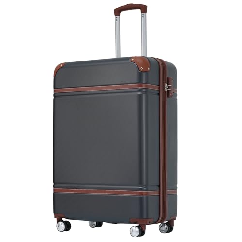 SPOFLYINN 2-teiliges Gepäck-Set, 50,8 cm + 71,1 cm, ABS, leicht, erweiterbar, mit TSA-Schloss und 360-Grad-Drehrädern für Damen und Herren, Schwarz, wie abgebildet, Einheitsgröße, Leichtgewichtig von SPOFLYINN