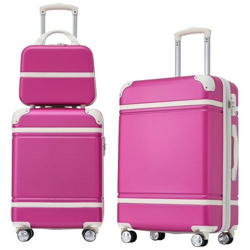 SPOFLYINN Koffer, Hartschalengepäck, erweiterbar, mit TSA-Schloss, Leichter Koffer für Outdoor, Reisen, Camping, Damen, Herren, 50 x 31 x 73 cm, Pink, Einheitsgröße, Hartschalengepäck von SPOFLYINN