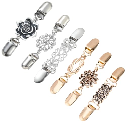 SPOKKI 6 Stück Vintage Pullover Clips, Vintage Kreative Strickjacke Legierung Cardigan Clip Klipp Pullover Schal Clip, Sweater Cardigan Clips Kragen Metallclip Schal verschlüsse von SPOKKI