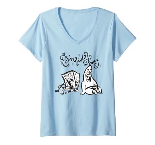 Damen Sponge Bob - Schwammkopf Fine and Fancy T-Shirt mit V-Ausschnitt von SPONGEBOB SQUAREPANTS