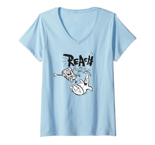 Damen Sponge Bob - Schwammkopf Reach for Your Dreams T-Shirt mit V-Ausschnitt von SPONGEBOB SQUAREPANTS