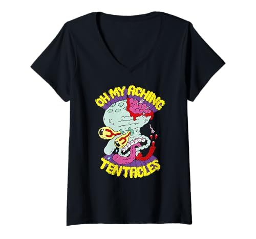 Damen Sponge Bob - Schwammkopf Thaddäus Oh My Aching Tentacles T-Shirt mit V-Ausschnitt von SPONGEBOB SQUAREPANTS