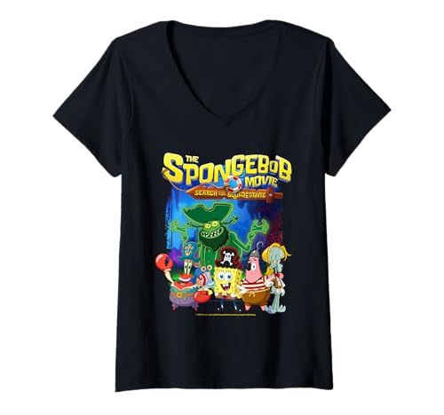 Damen Spongebob Movie (2025) Crew Lineup T-Shirt mit V-Ausschnitt von SPONGEBOB SQUAREPANTS