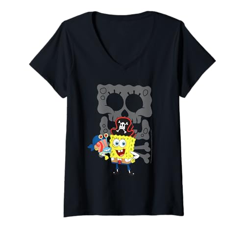 Damen Spongebob Movie (2025) Spongebob and Garry T-Shirt mit V-Ausschnitt von SpongeBob SquarePants