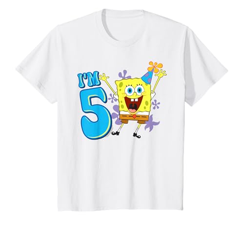 Kinder SpongeBob SquarePants I'm 5 Birthday Hat T-Shirt von SpongeBob SquarePants