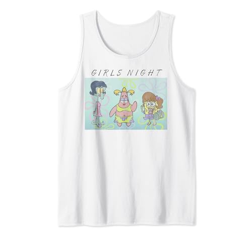 SPONGEBOB SQUAREPANTS Damen Cartoon Tank Top Weiß S von SPONGEBOB SQUAREPANTS