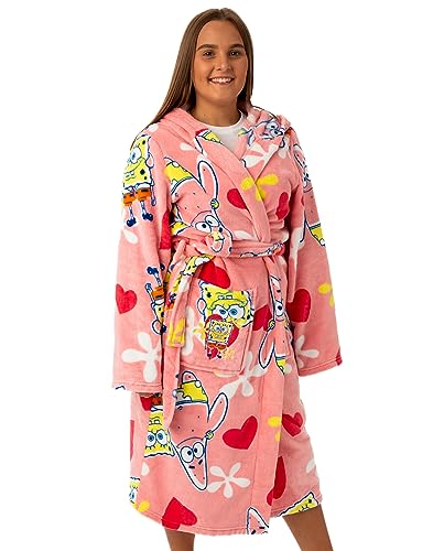 Spongebob Squarepants Damen Pink Kapuzenbademantel | Tauchen Sie ein in Spaß und Komfort mit dem Damen SpongeBob Morgenmantel | Erleben Sie verspielte Entspannung mit Stil von Spongebob Squarepants