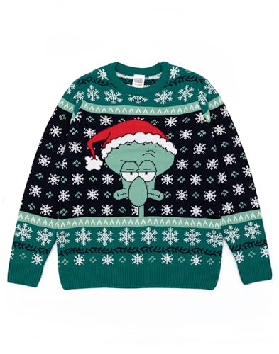 SpongeBob SquarePants Heren Green Squidward Christmas Jumper | Feestelijke Cartoon trui Vier de feestdagen met deze Spongebob Inspired Knitwear | Ideaal Cadeau voor chagrijnige mannen von SPONGEBOB SQUAREPANTS