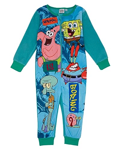 SPONGEBOB SQUAREPANTS Jungen Blaue Onesie | Ikonischen Charakter Kostüm Pyjama | Perfekt zum Spielen, Entdecken und gemütlichen Nächten | Hergestellt für ultimativen Komfort von SPONGEBOB SQUAREPANTS