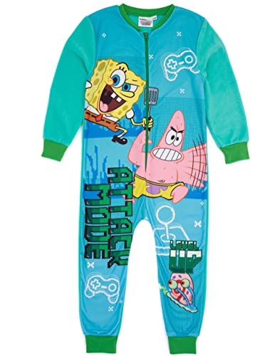 SpongeBob SquarePants Jungen Gamer Blue Onesie | All-in-One-Gaming-Fleece-Loungewear | Kinder-Pyjama-Pyjama-Schlafanzug-Nachtwäsche | Gemütliche Geschenkartikel – 5–6 Jahre von SpongeBob SquarePants