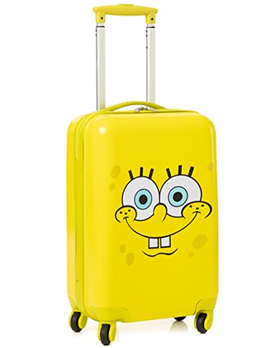 SPONGEBOB SQUAREPANTS Kabinenkoffer für Kinder und Erwachsene | Frauen und Teenager Gelber Charakter Kleiner Hartschalen-Trolley mit ausziehbarem Griff | Spongebob Merchandise Geschenke von SPONGEBOB SQUAREPANTS