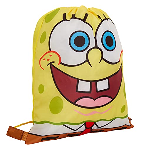 SPONGEBOB SQUAREPANTS Kinder Turnbeutel Jungen Mädchen Kordelzug Schule Schwimmen Mittagessen Tasche, gelb, Einheitsgröße, Kordelzug von SPONGEBOB SQUAREPANTS