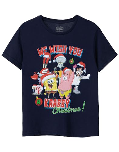 SPONGEBOB SQUAREPANTS Kinder Weihnachtsfest T-Shirt Krabby Navy Top von SPONGEBOB SQUAREPANTS