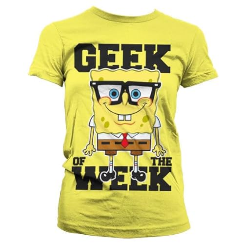 SPONGEBOB SQUAREPANTS Offiziell lizenziertes Geek of the Week Women T-Shirt, gelb, L von SPONGEBOB SQUAREPANTS