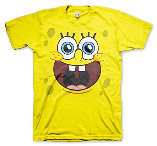 SPONGEBOB SQUAREPANTS Offizielles Lizenzprodukt Sponge Happy Face Herren-T-Shirt (Gelb) von SPONGEBOB SQUAREPANTS