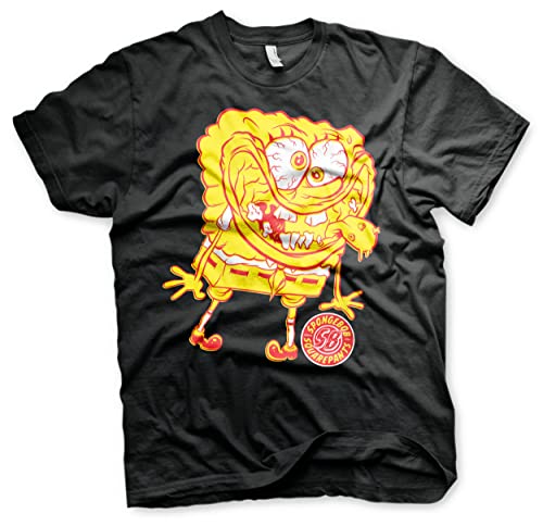 SPONGEBOB SQUAREPANTS Offizielles Lizenzprodukt Oh Boy Herren-T-Shirt (Schwarz) von SPONGEBOB SQUAREPANTS