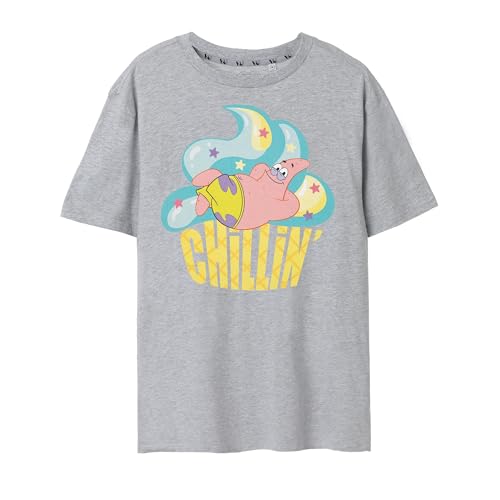 Spongebob Squarepants Patrick Chillin Damen Kurzarm-T-Shirt grau marto | Entspannte Vibes mit Patrick Star von Spongebob Squarepants