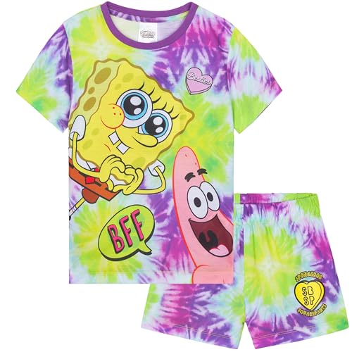 SpongeBob SquarePants Pyjama Kinder Teenager Weiche Mädchen Schlafanzug Kurz Sommer Lounge Set Geschenk für Mädchen (5-6 Jahre, Multi) von SpongeBob SquarePants