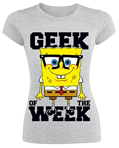 SpongeBob Schwammkopf Geek Of The Week Girl-Shirt grau meliert S von SPONGEBOB SQUAREPANTS