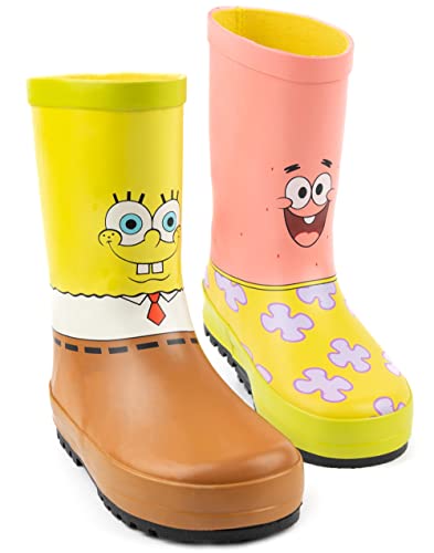 SpongeBob Schwammkopf Gummistiefel Jungen Kinder Teenager | Patrick SpongeBob Charakter Wellington Boots | Gelbrosa wasserdichte Wanderschuhe von SPONGEBOB SQUAREPANTS