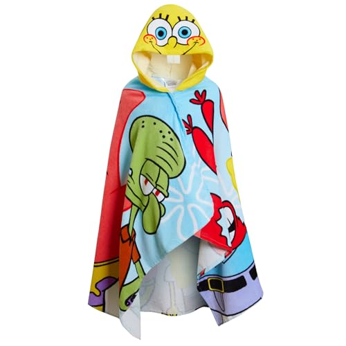 SPONGEBOB SQUAREPANTS Kapuzenhandtuch aus 100% Baumwolle Kinderponcho Strand- und Badetuch Schwimmumhang Wechselrobe von SPONGEBOB SQUAREPANTS