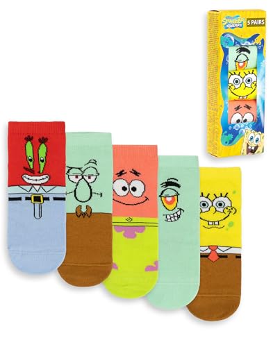 SpongeBob Schwammkopf Socken 5 Pack Charakterschuhe für Kinder Mädchen von SPONGEBOB SQUAREPANTS