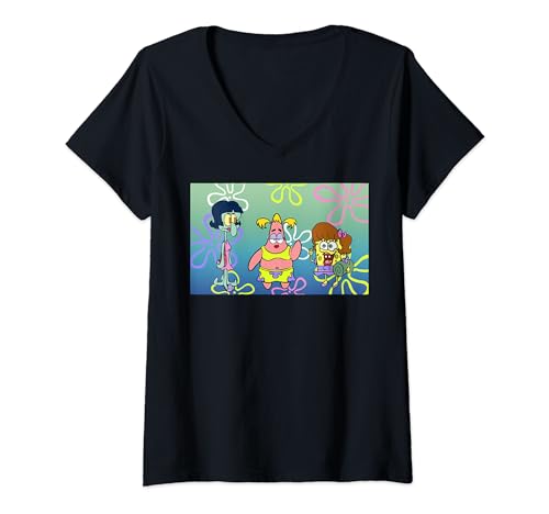 SpongeBob SquarePants Girls Night Portrait T-Shirt mit V-Ausschnitt von SPONGEBOB SQUAREPANTS