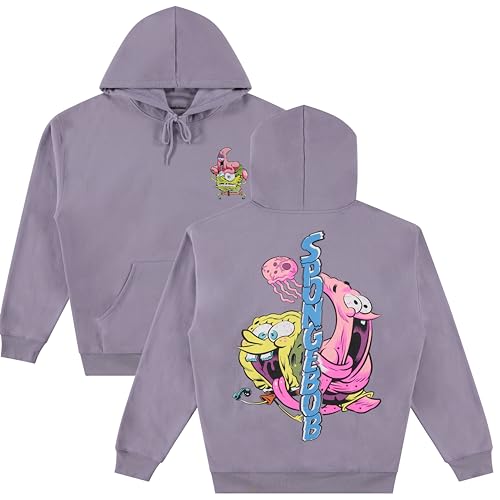 SpongeBob SquarePants Herren-Kapuzenpullover mit Allover-Print, Lavendel, Small von SpongeBob SquarePants