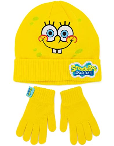 SPONGEBOB SQUAREPANTS Hut und Handschuhe Kinder gelbe gestrickte Winterleiste von SPONGEBOB SQUAREPANTS